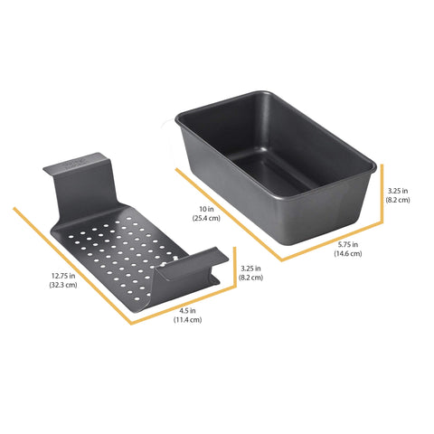 Chicago Metallic healthy cooking design keeps meat above grease during baking.