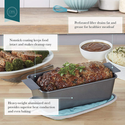 Chicago Metallic versatile pan suits meatloaf, turkey loaf, and vegetarian options.