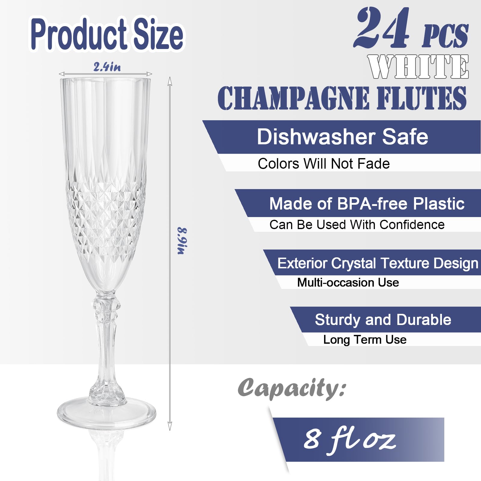 CHICERA BPA-free plastic champagne glasses, ideal for weddings and celebrations.
