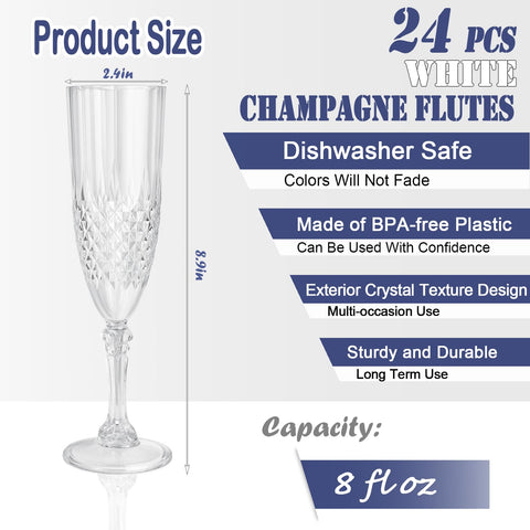 CHICERA BPA-free plastic champagne glasses, ideal for weddings and celebrations.