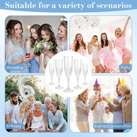 CHICERA white crystal design flutes brighten any toast or party moment.