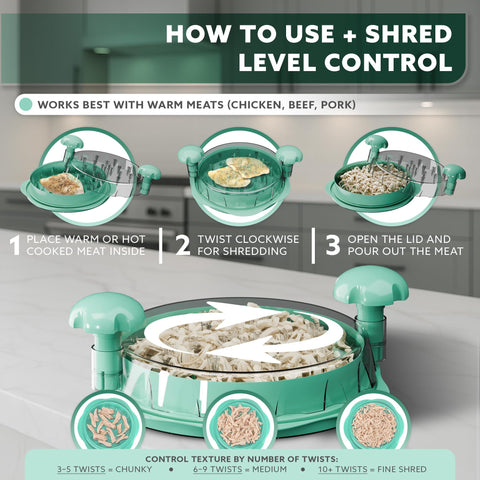 Mandoline slicer included with the Chicken Shredder for quick veggie prep.