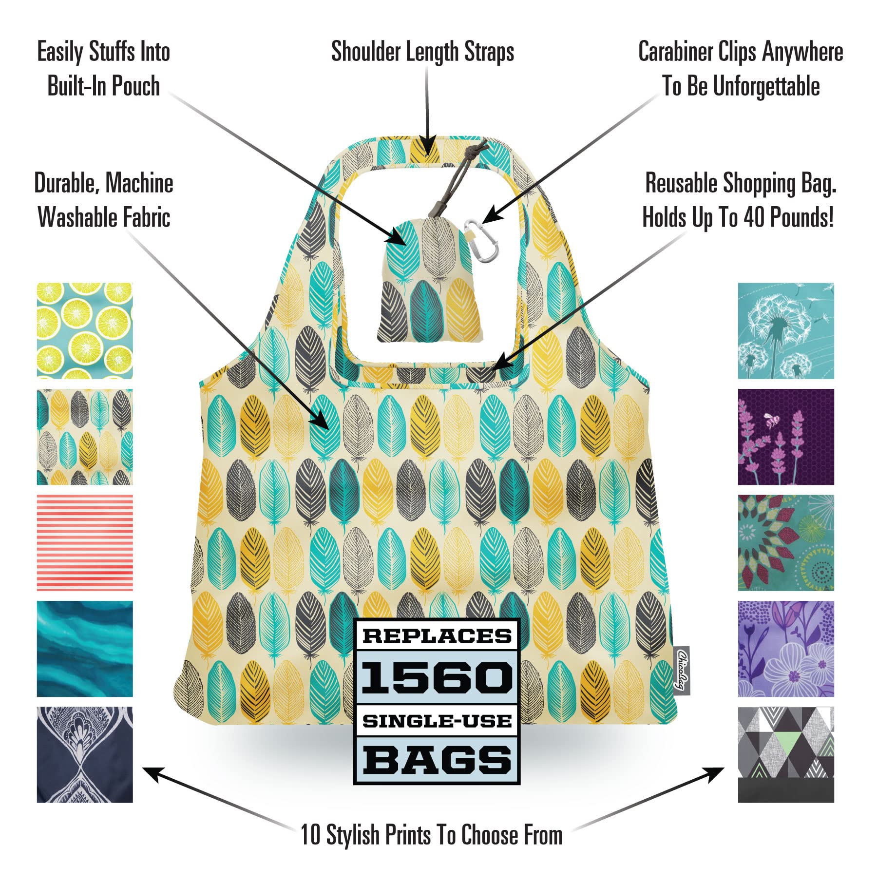 ChicoBag Vita tote at checkout demonstrates reusable solution for groceries.