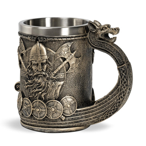 CHICVITA Viking-dragon-ship handle mug for collectible display and gifting.