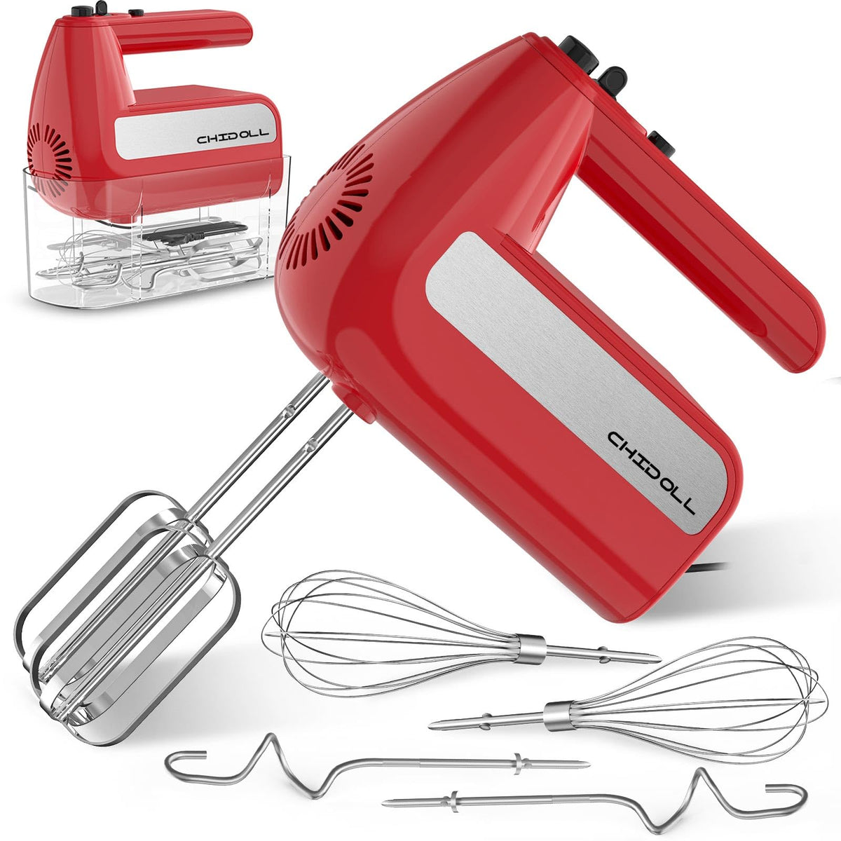 CHIDOLL five-speed hand mixer front view for versatile blending.