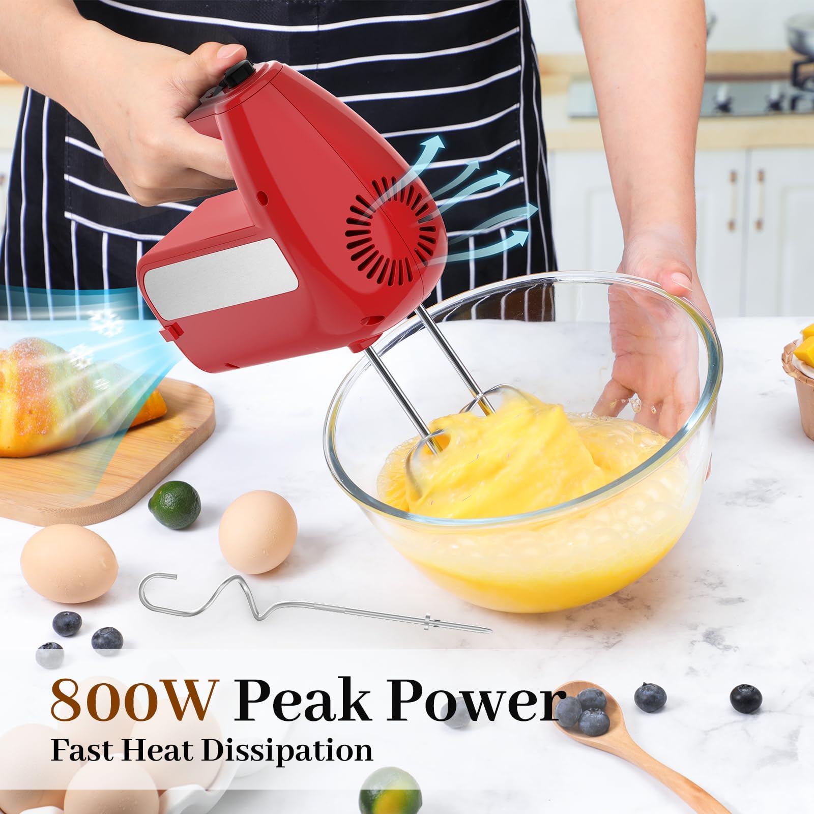 CHIDOLL hand mixer with turbo button for extra power.
