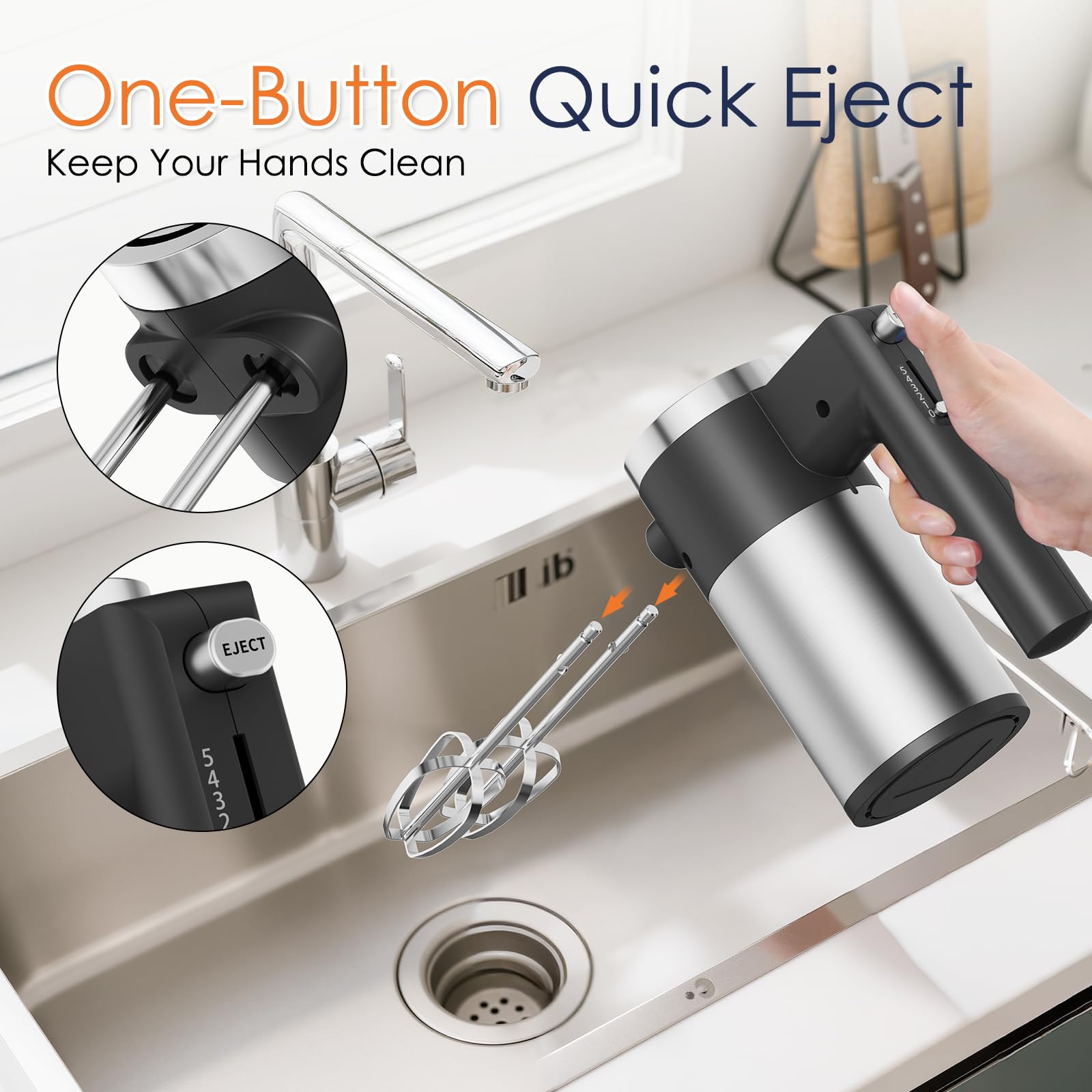 CHIDOLL self-stand base keeps the mixer upright on the counter.