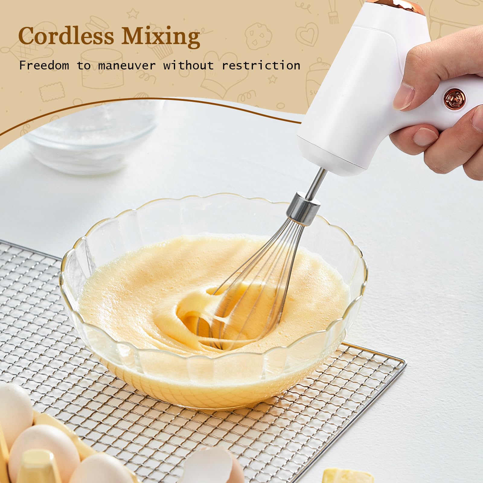 Chidoyii ergonomic grip offers comfortable, stable use on counters.