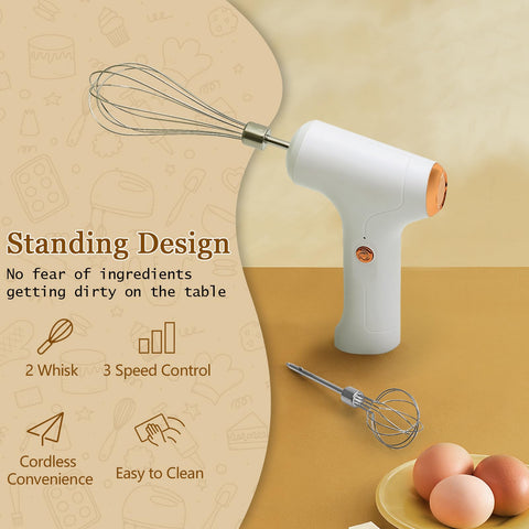Chidoyii handheld electric whisk with stainless steel heads for smooth mixing.
