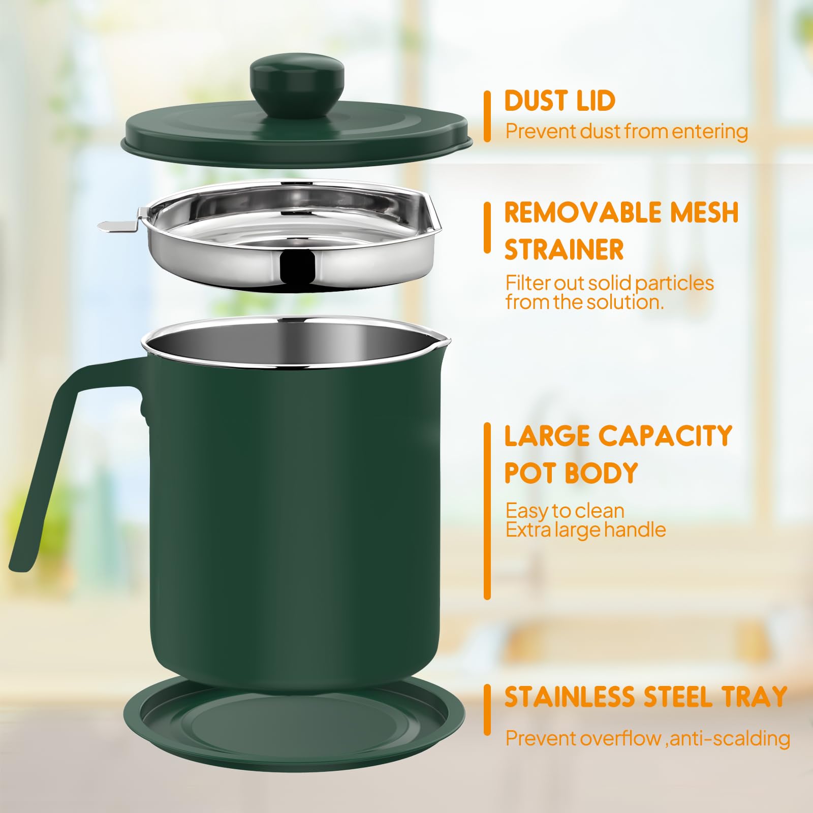Chihee Bacon Grease Saver lid and mesh strainer filter impurities and dust.
