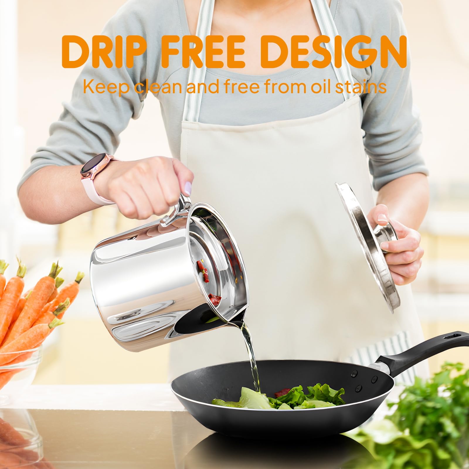 Chihee drip-free-spout design minimizes leaks during pouring and refilling.