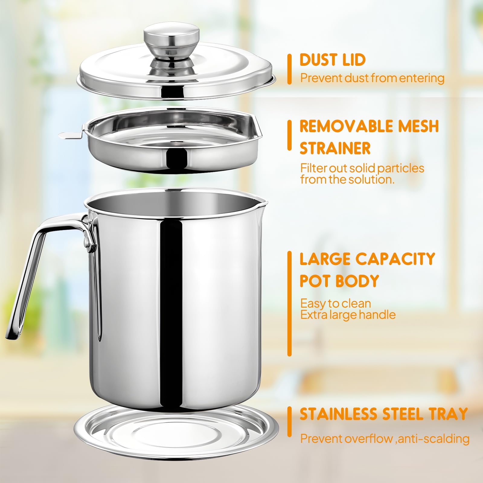 Chihee non-slip-tray keeps the countertop clean and oil spills under control.