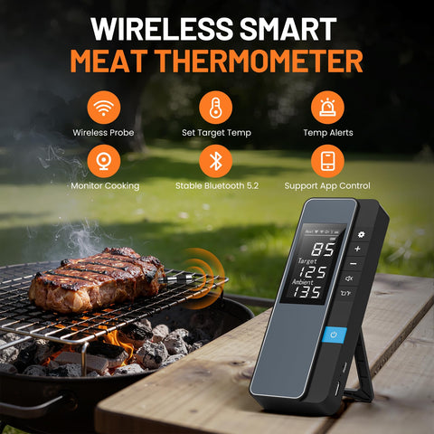 Chihod thermometer probe in meat for accurate real-time readings