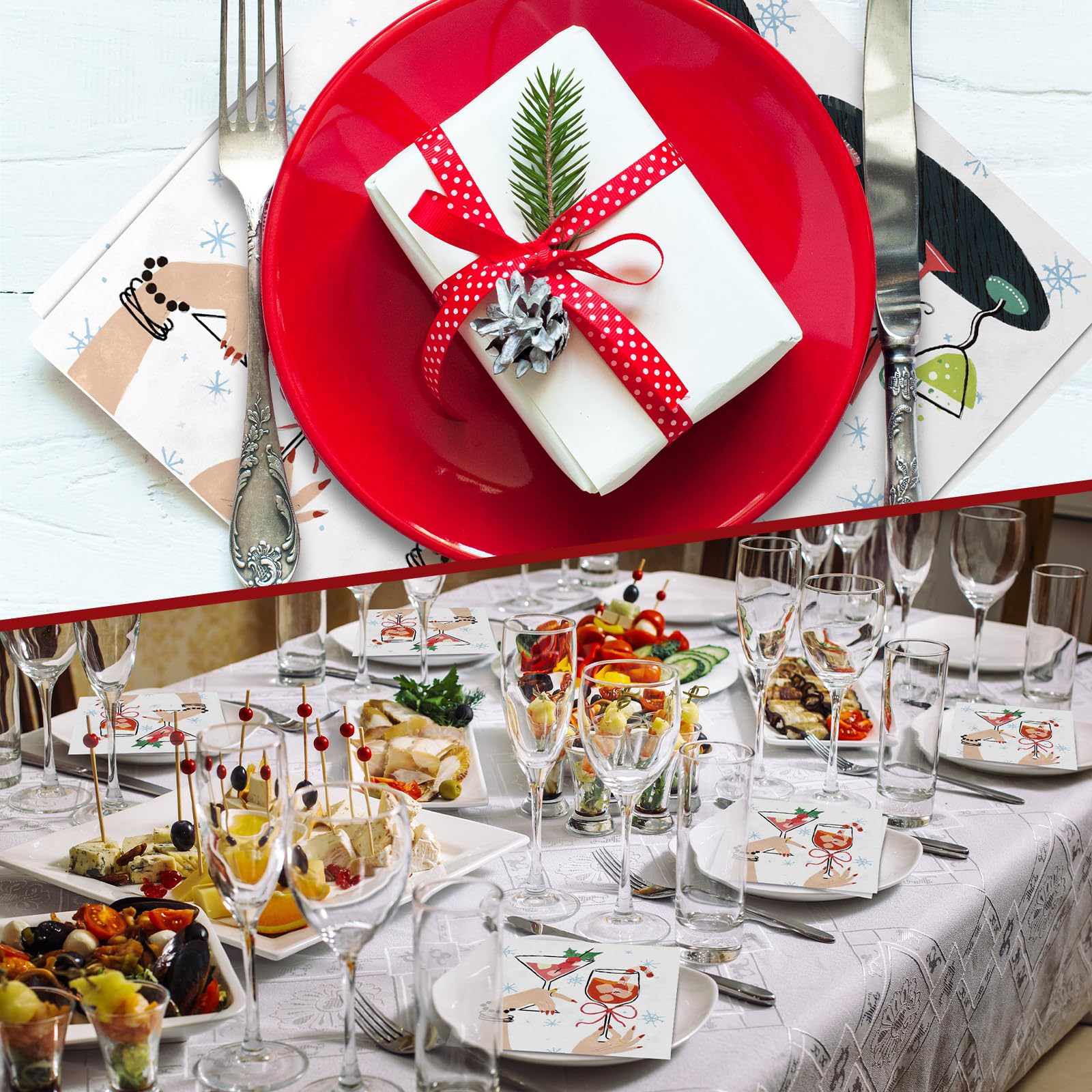 Chiisong red-green plaid napkins suitable for indoor and outdoor parties