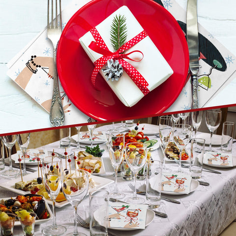 Chiisong red-green plaid napkins suitable for indoor and outdoor parties