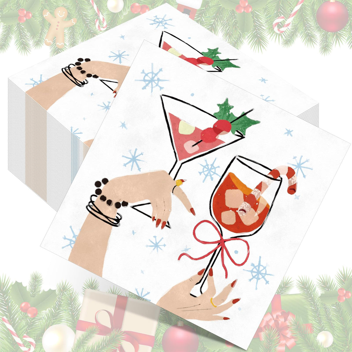 Chiisong Christmas Cheers napkins in red and green plaid brighten the festive table