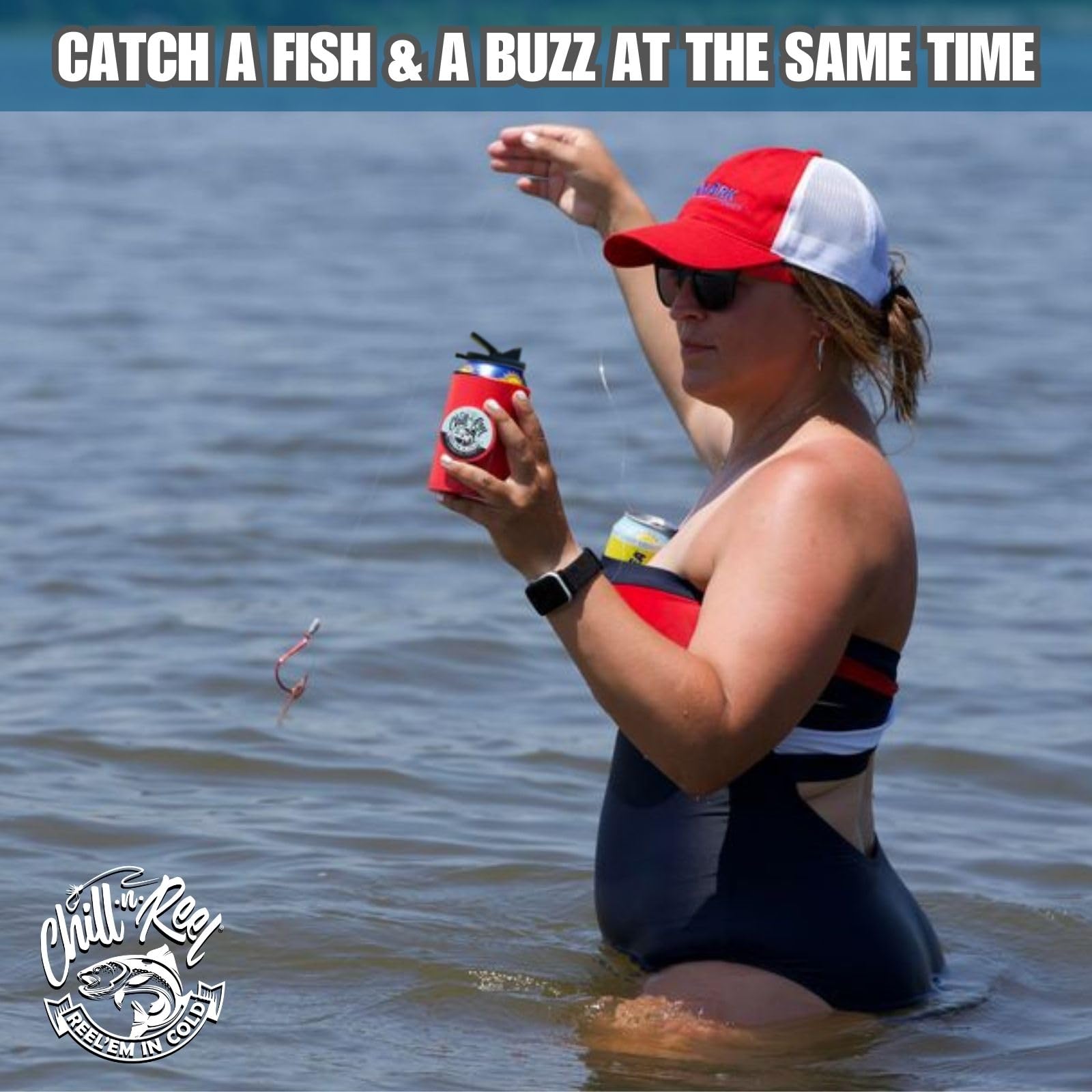 Chill-N-Reel fits standard 12 oz and 16 oz cans securely.