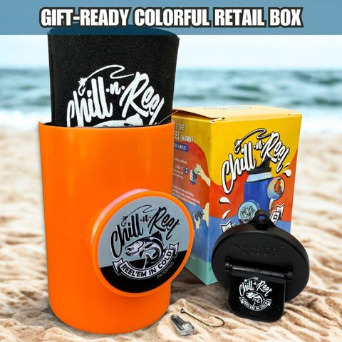 Chill-N-Reel fits standard 12 oz and 16 oz cans securely.