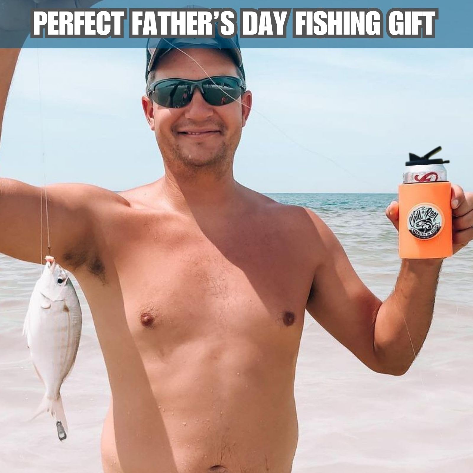Chill-N-Reel hand line reel in action adds fishing utility while sipping.