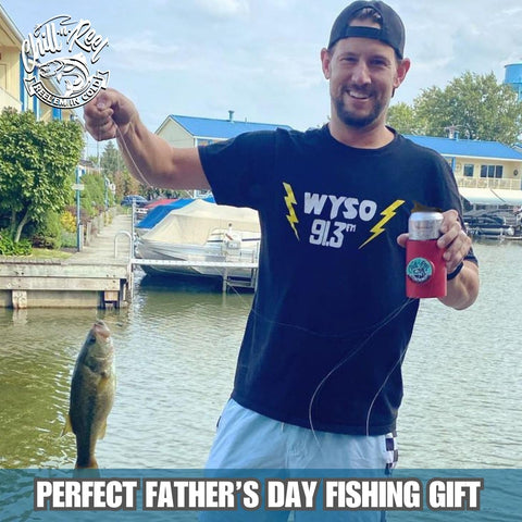 Chill-N-Reel hand line reel integrated for hands-free sipping during fishing.