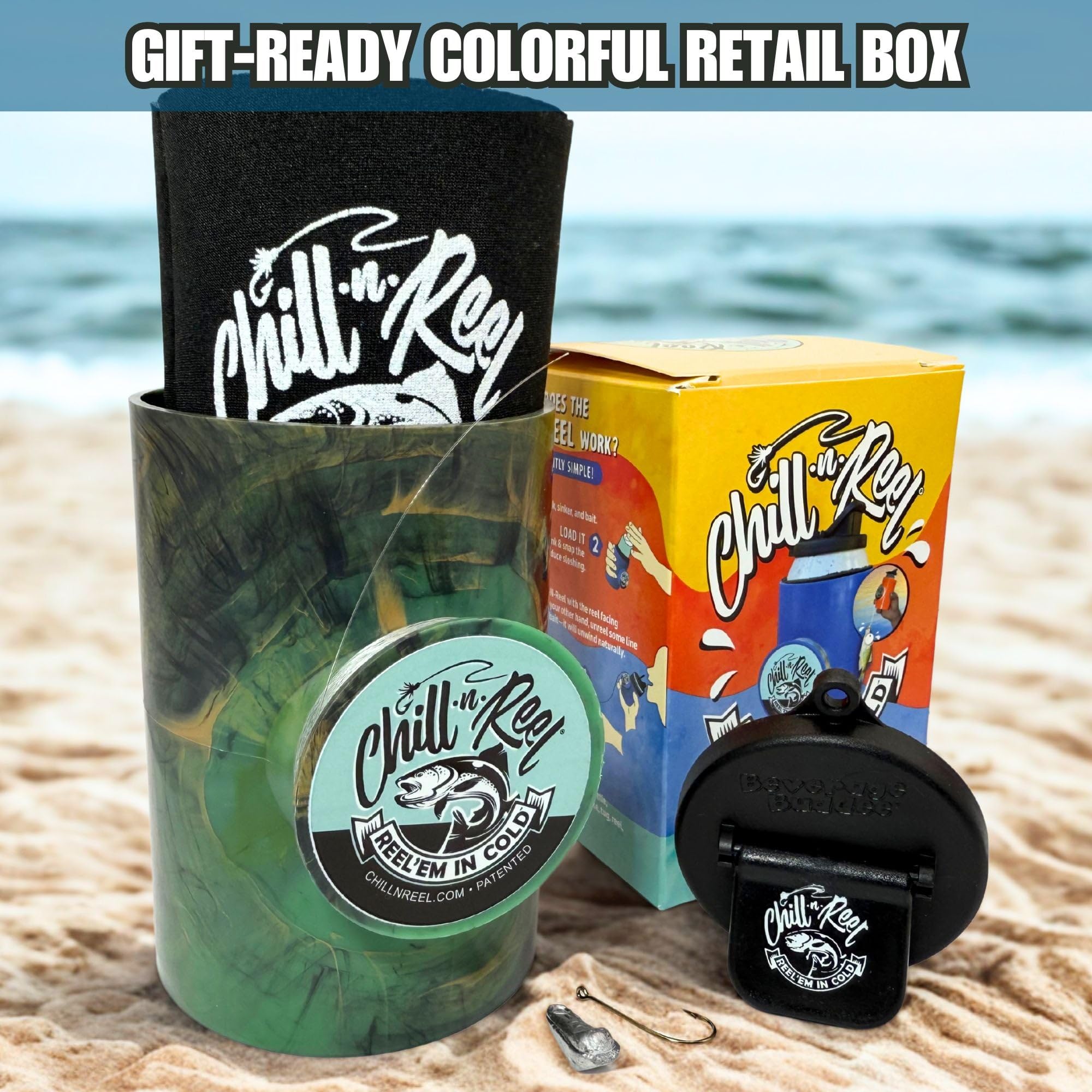 Chill-N-Reel provides a sinker and instruction card for quick setup