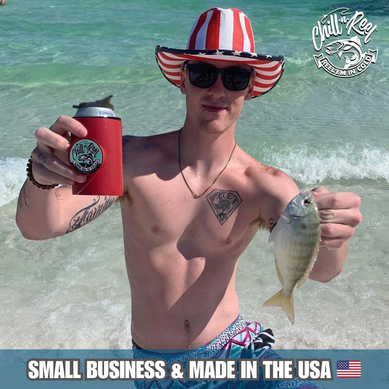 Chill-N-Reel Spill Guard topper reduces drips while you reel.