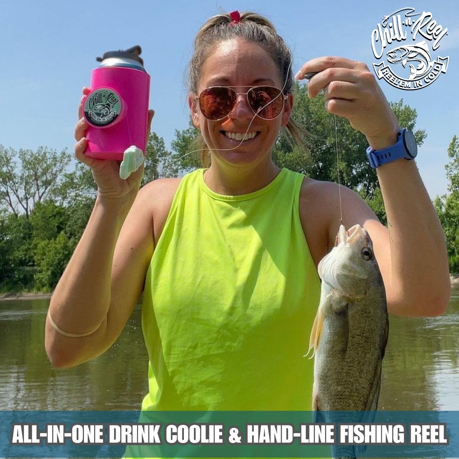 Chill-N-Reel spill guard topper helps prevent spills on waves.