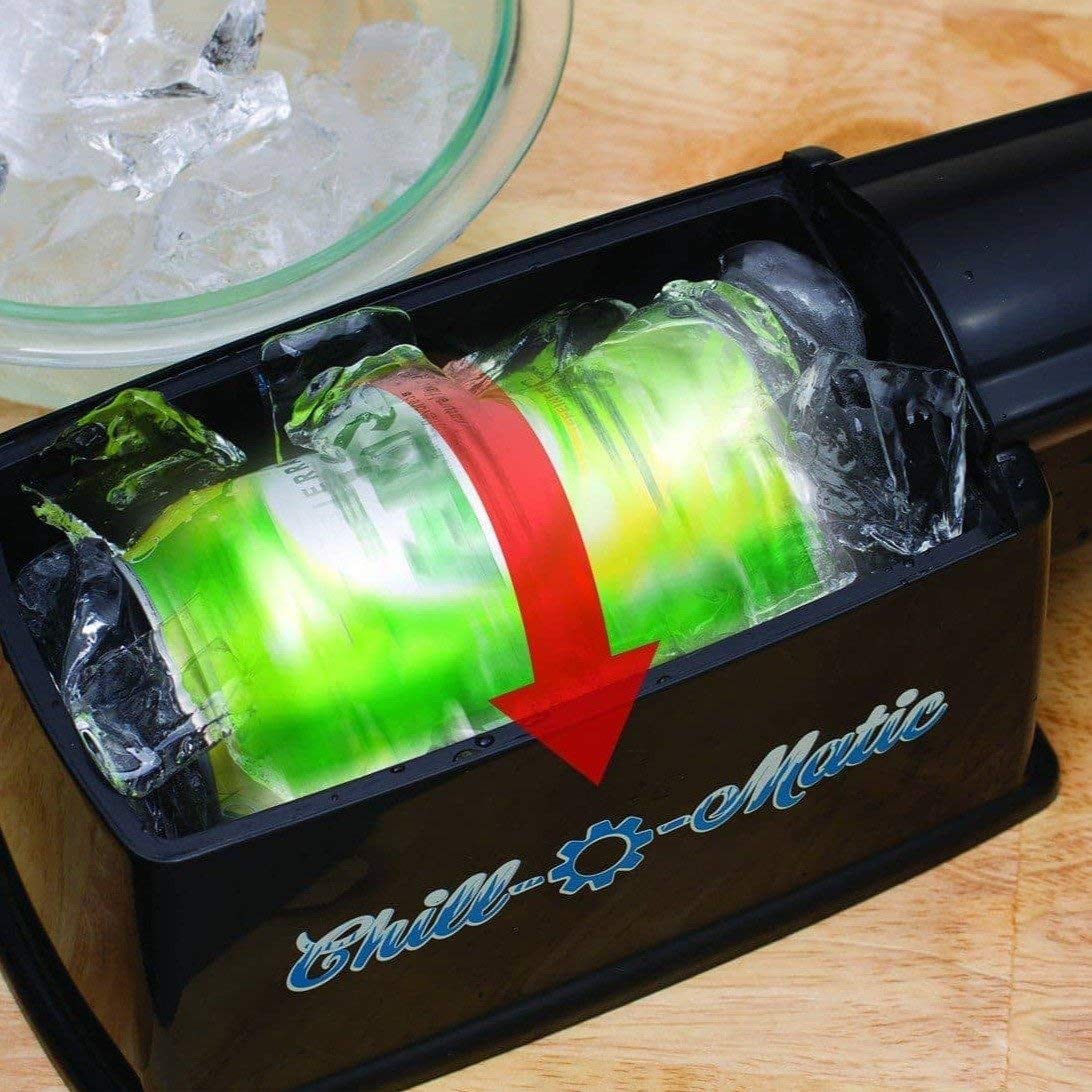 Chill-O-Matic portable cooling device outdoors, perfect for picnics and tailgates.