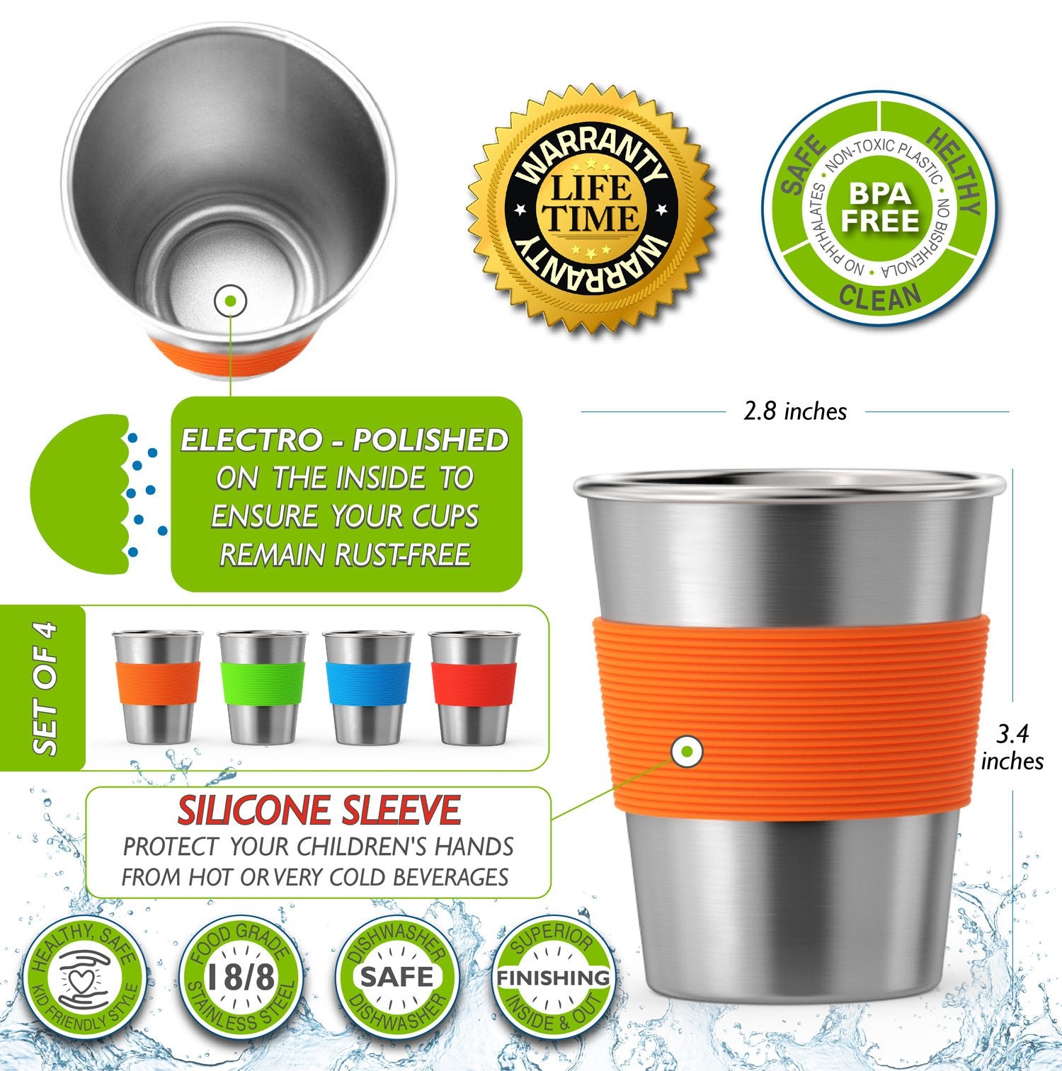 Chillout Life 8oz cup with silicone lid option for spill-free sips during activities