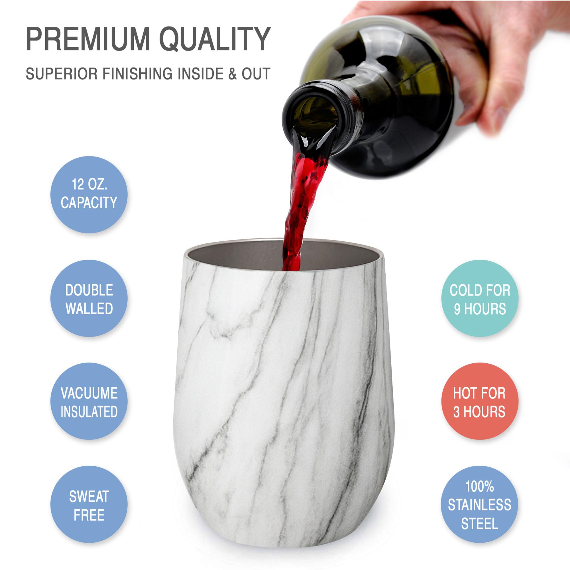 CHILLOUT LIFE wine tumbler in hand demonstrates comfortable grip and portability.
