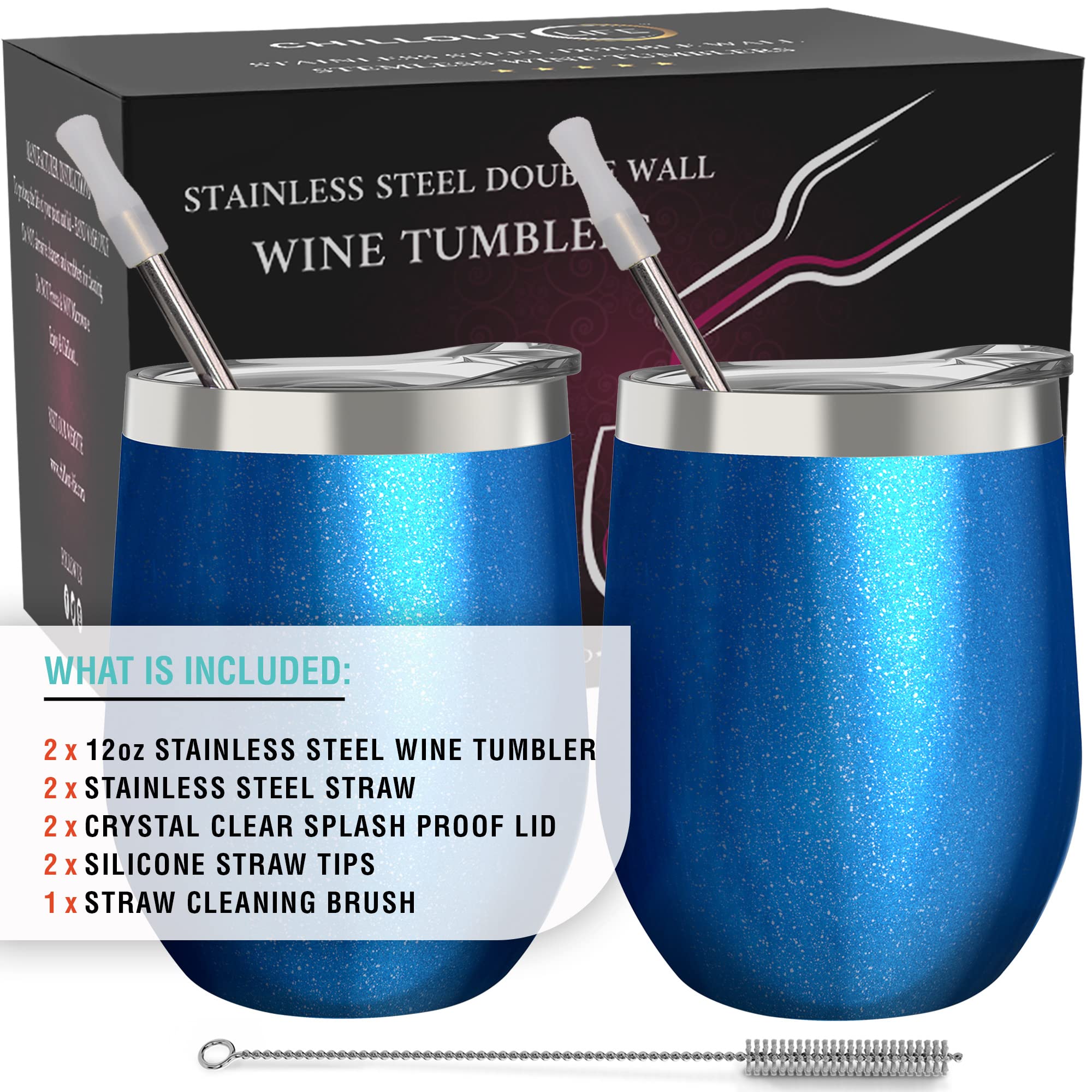 chilout life 12oz wine tumbler blue sparkle keeping wine cold outdoors