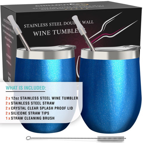 chilout life 12oz wine tumbler blue sparkle keeping wine cold outdoors