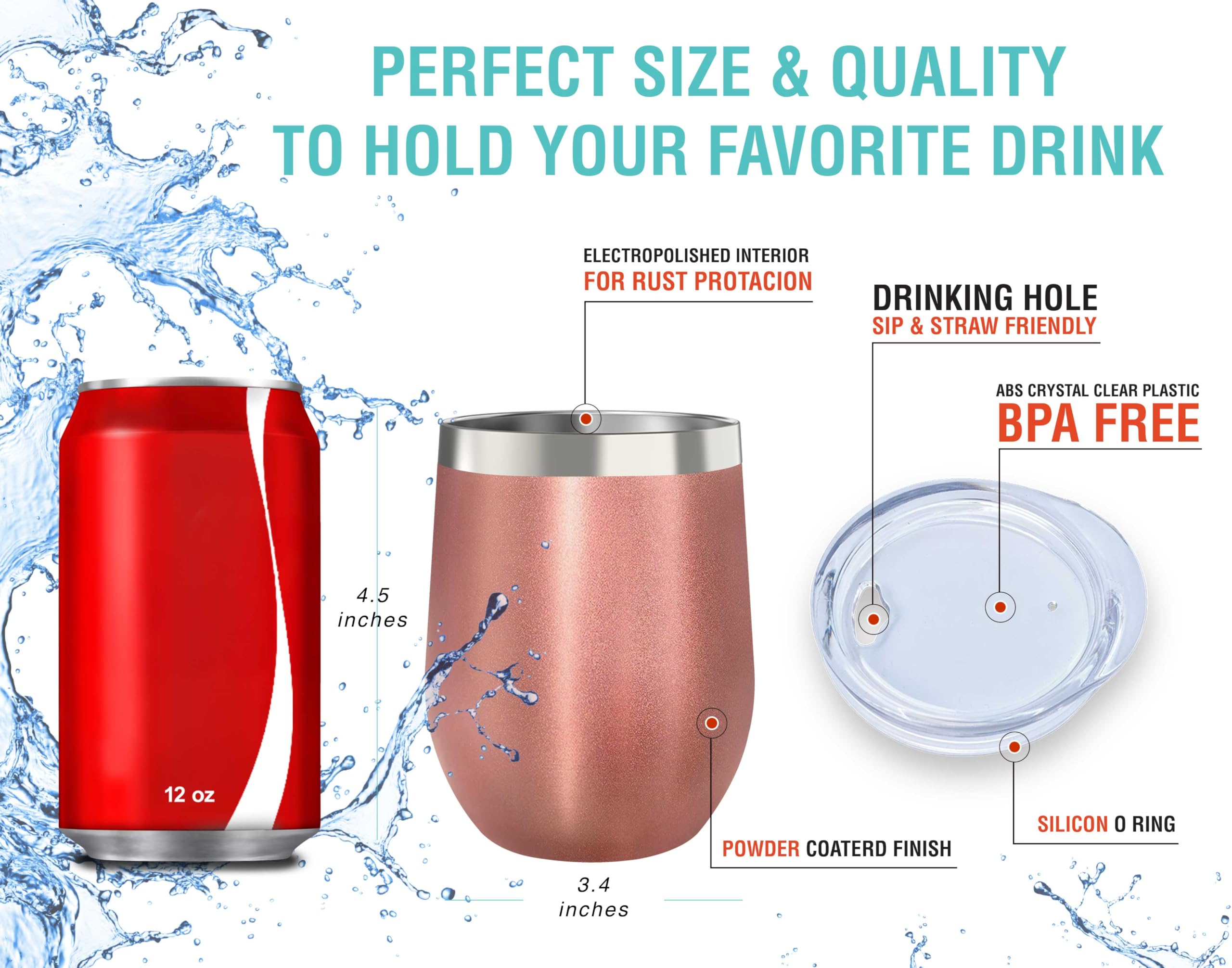 CHILLOUT LIFE 4-pack rose gold tumblers ready for outdoor picnics