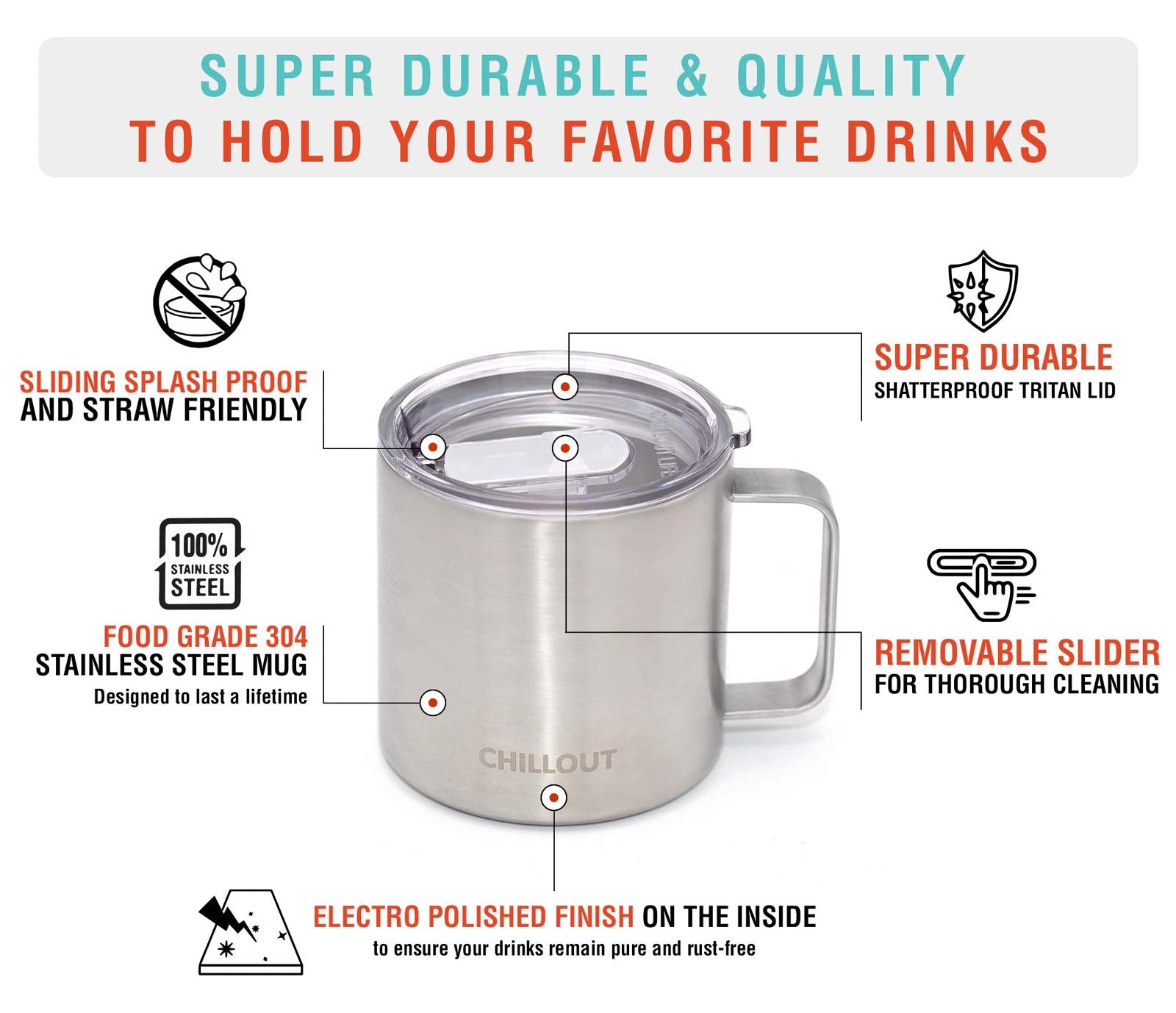 CHILLOUT LIFE copper-lined vacuum insulation helps maintain beverage temperature