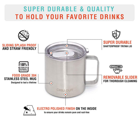 CHILLOUT LIFE copper-lined vacuum insulation helps maintain beverage temperature
