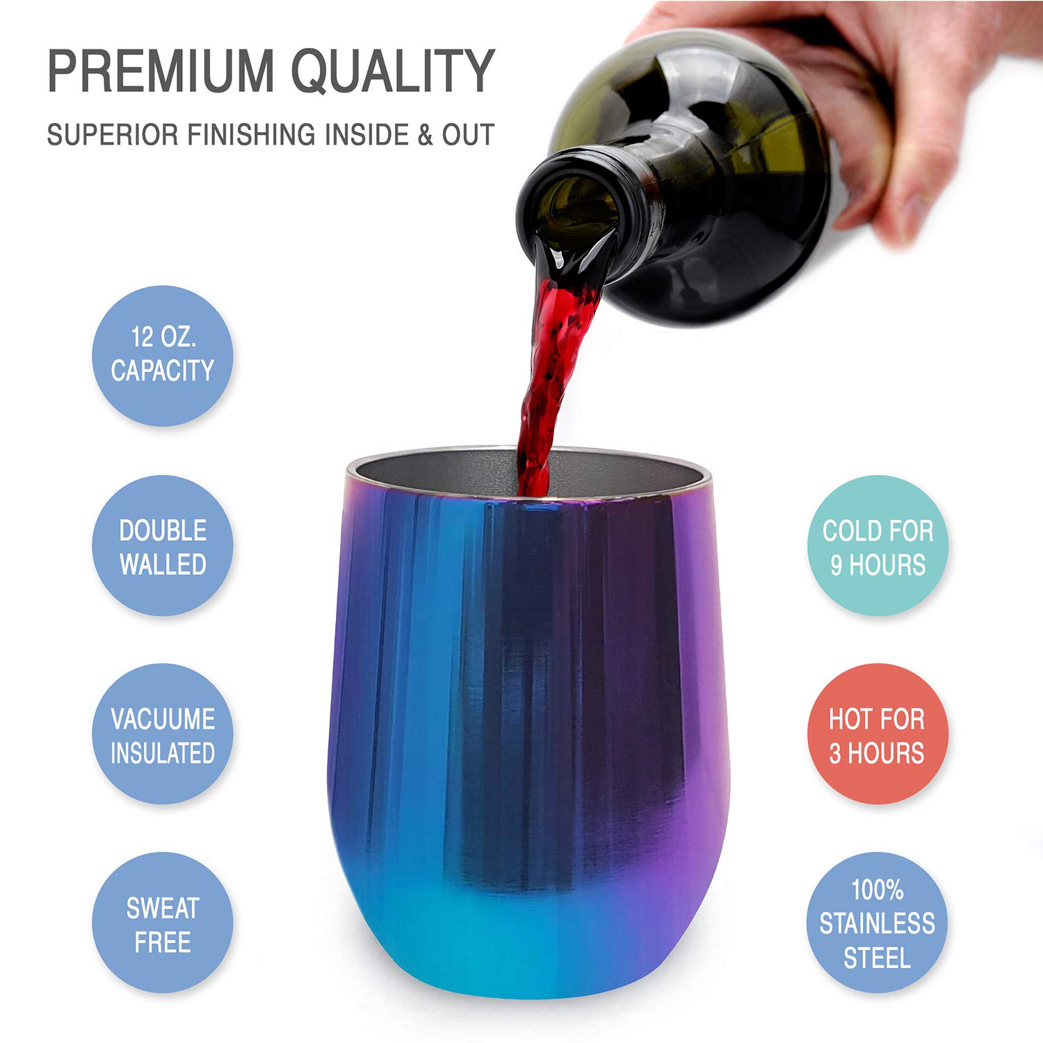 CHILLOUT LIFE double-wall insulation keeps drinks cold or hot longer.