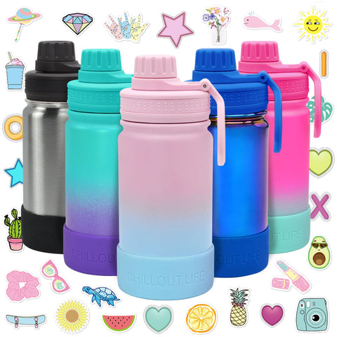 CHILLOUT LIFE 12oz kids bottle ready for school and keeps drinks cold.