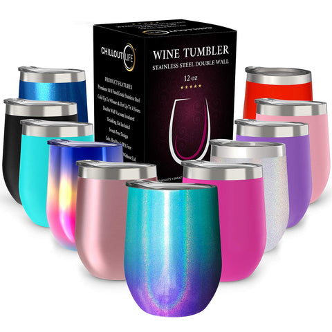 CHILLOUT LIFE mermaid sparkle tumbler with lid outdoors keeps drink cold