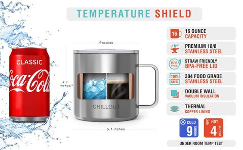 CHILLOUT LIFE dual 16oz mugs ideal for home or travel use