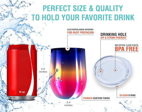 CHILLOUT LIFE 12oz stainless wine tumbler shows durable insulation for outdoor use.