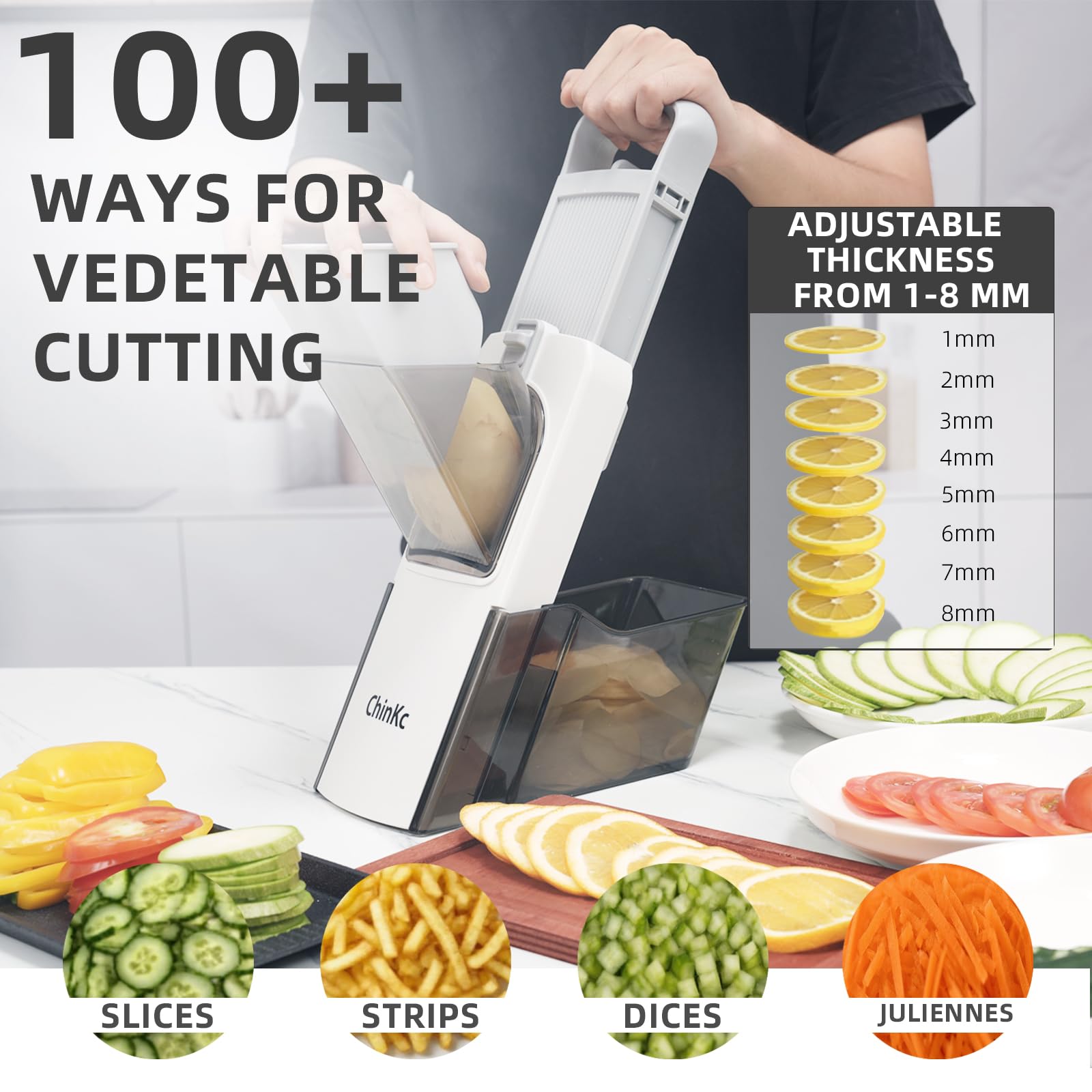 ChinKc adjustable thickness 0.1-8mm for versatile prep