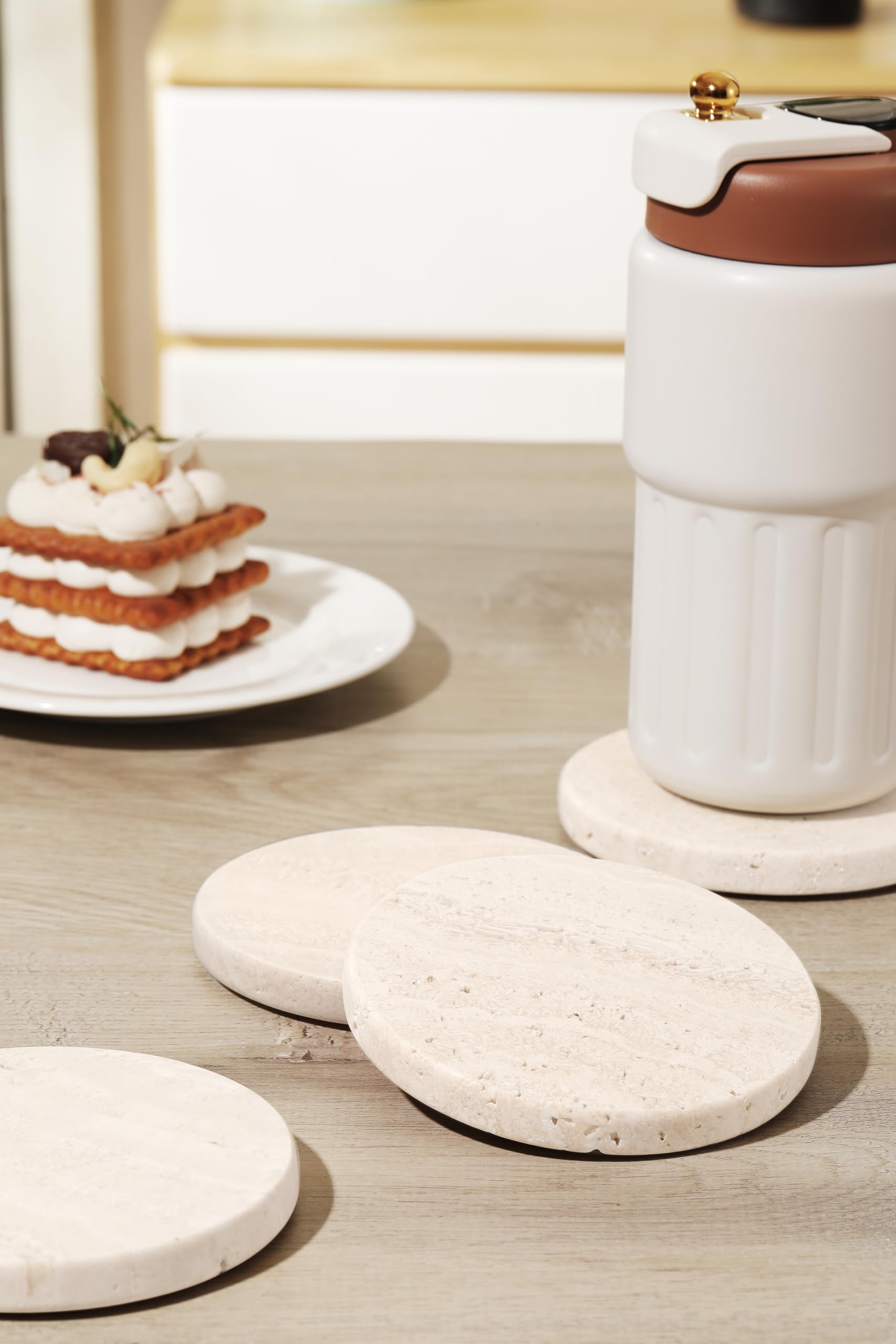 CHISELED ST DF SK White Travertine closeup in light beige tone complements any decor