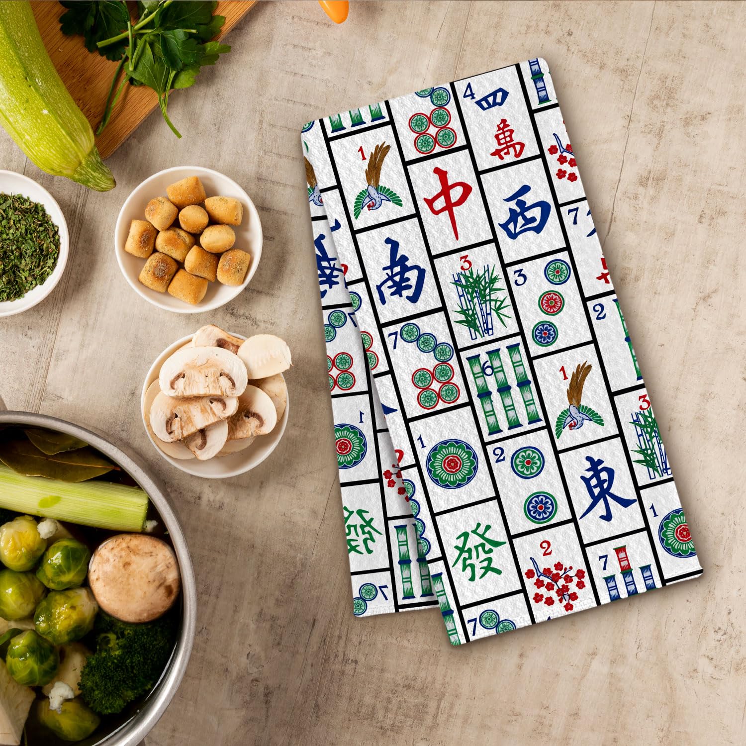 ChissNook decorative Mahjong towel enhances dining areas with charm.