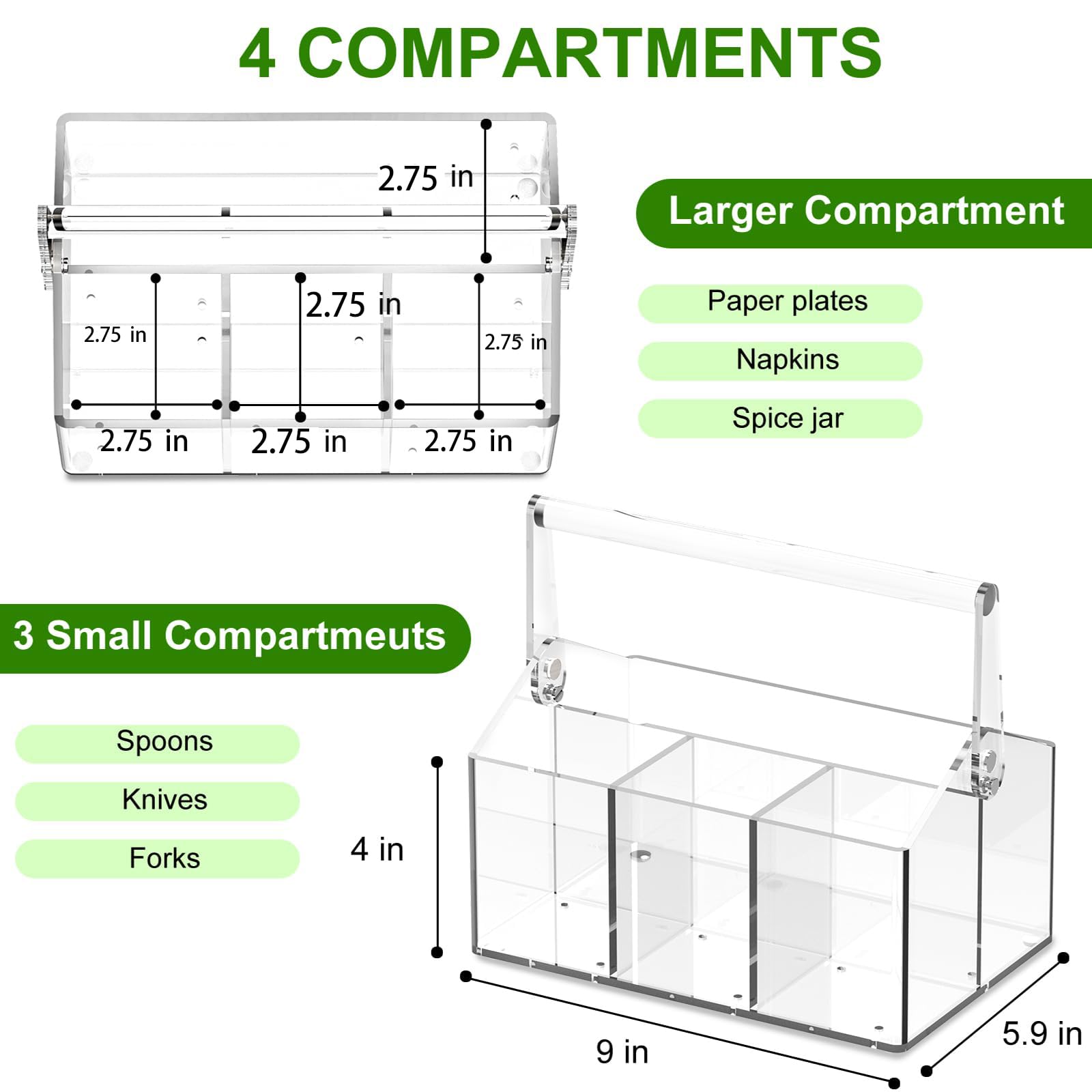 Chivalral acrylic construction with scratch-resistant surface keeps utensils organized and ready.