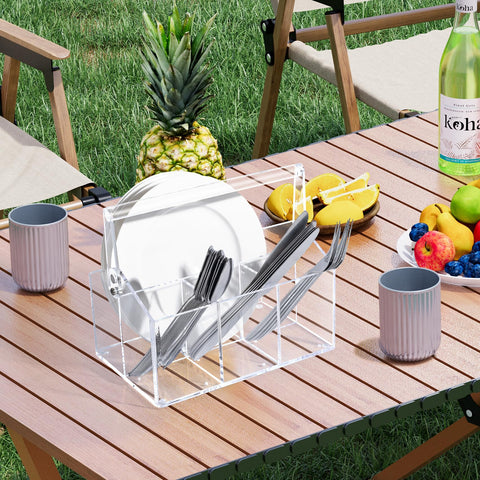 Chivalral portable utensil holder is lightweight for transport to events.