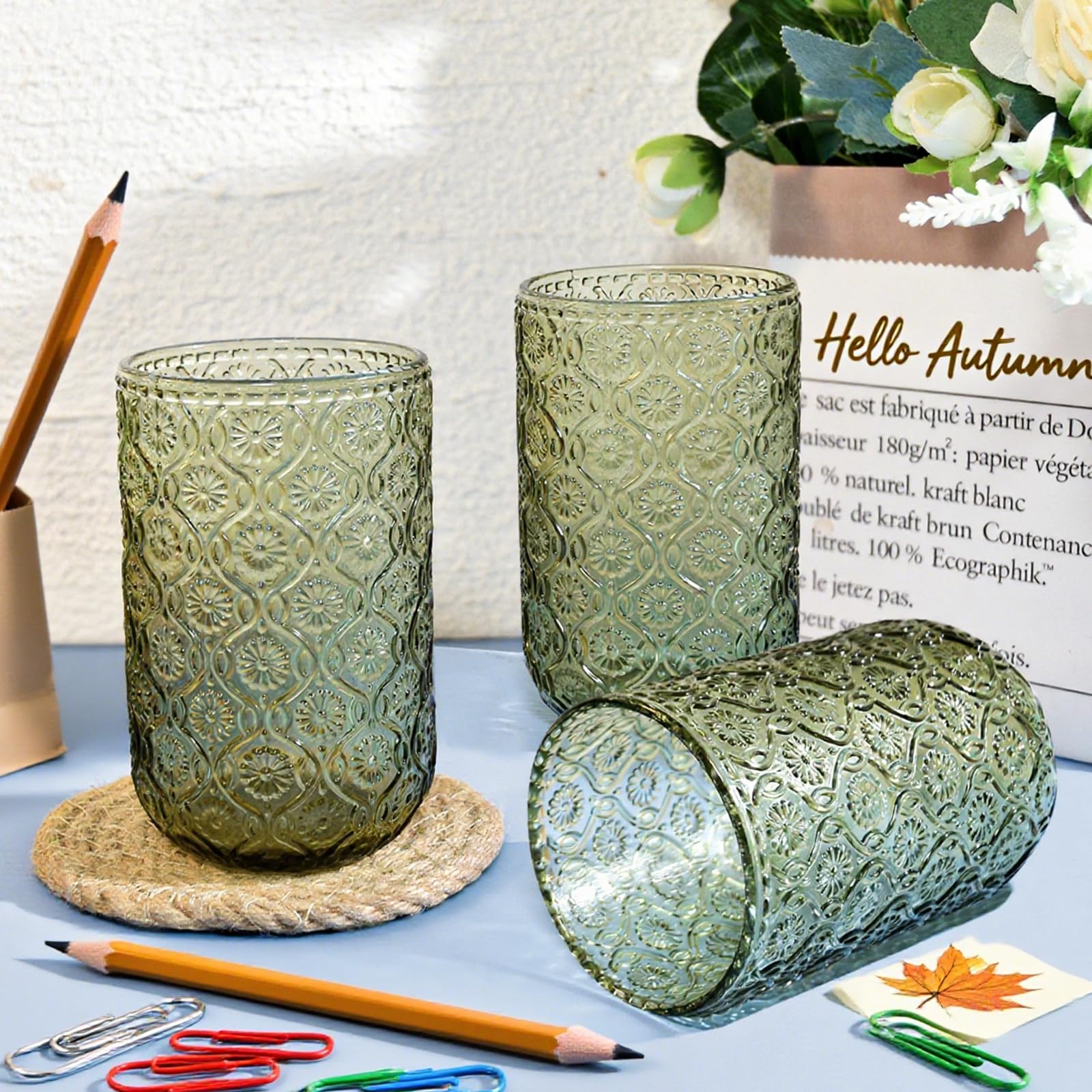 CHLJAR gift-worthy green glass set for home entertaining