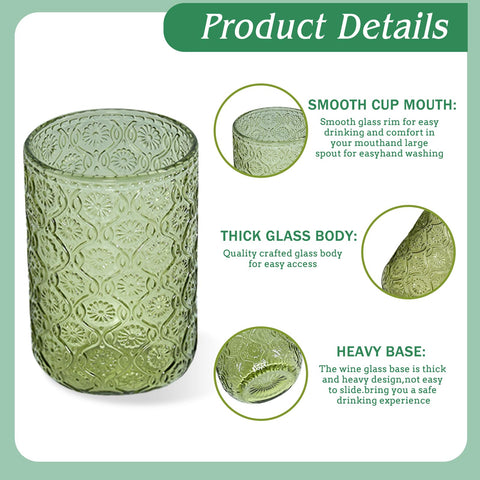 CHLJAR green hobnail glassware for beer, juice, or cocktails