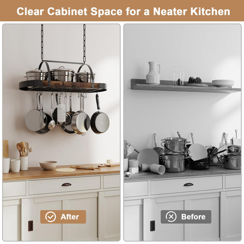 Chloraeon versatile storage above stove or island for pots and utensils