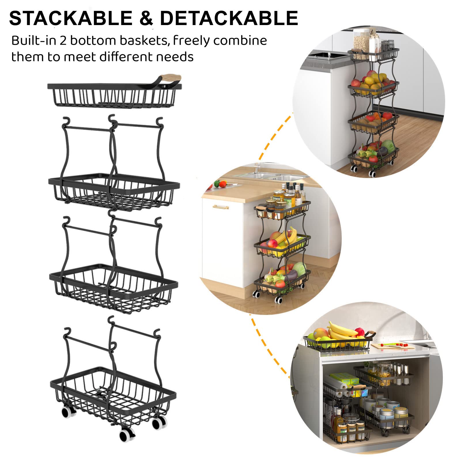 CHLORYARD detachable bottom baskets show two-tier flexibility.