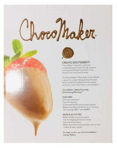 ChocoMaker Candy Melter pour spout enables precise coating and quick setup.